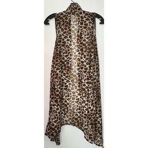 Racheal Animal Print Vest Cardigan with Side Pocket~S